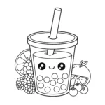 coloriage Deux verres de Bubble Tea amis pour enfant de 10 ans