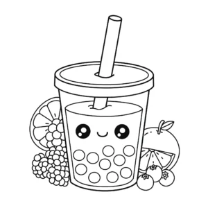 coloriage Deux verres de Bubble Tea amis pour enfant de 10 ans