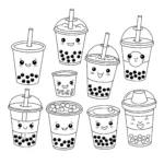 coloriage Différents types de Bubble Tea pour enfant de 4 ans