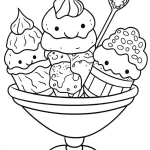 coloriage Glace Kawaii pour enfant de 2 ans