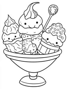 coloriage Glace Kawaii pour enfant de 2 ans