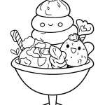 coloriage Glace Kawaii a imprimer pour enfant de 4 ans