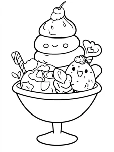 coloriage Glace Kawaii a imprimer pour enfant de 4 ans