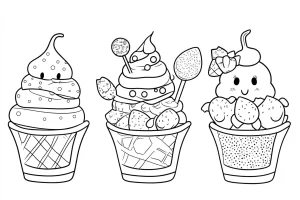 coloriage Glace Kawaii à imprimer pour enfant de 6 ans