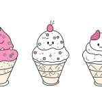 coloriage Glace Kawaii pour enfant à imprimer