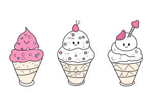 coloriage Glace Kawaii pour enfant à imprimer