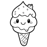 coloriage Glace Kawaii a dessiner en ligne