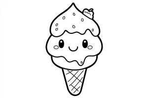 coloriage Glace Kawaii a dessiner en ligne