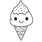 coloriage Glace Kawaii pour enfant de 4 ans