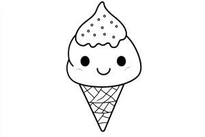 coloriage Glace Kawaii pour enfant de 4 ans