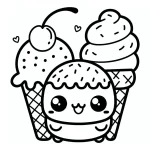 coloriage Glace Kawaii a dessiner et imprimer