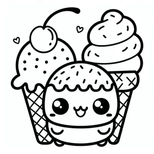 coloriage Glace Kawaii a dessiner et imprimer