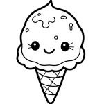 coloriage Glace Kawaii à imprimer gratuit