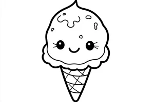 coloriage Glace Kawaii à imprimer gratuit