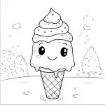 coloriage Glace Kawaii pour primaire