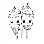 coloriage Glace Kawaii et decoupage a imprimer gratuit