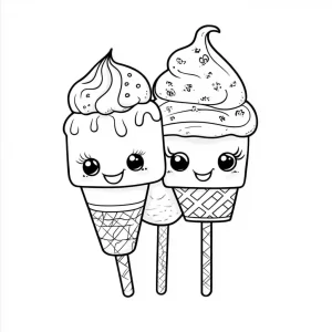 coloriage Glace Kawaii et decoupage a imprimer gratuit
