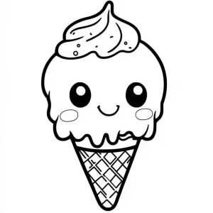 coloriage Glace Kawaii à imprimer pour enfant de 7 ans