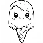 coloriage Glace Kawaii à imprimer kawaii