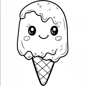 coloriage Glace Kawaii à imprimer kawaii
