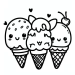 coloriage Glace Kawaii pour enfant de 2 ans