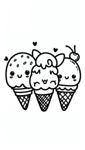 coloriage Glace Kawaii pour enfant de 2 ans