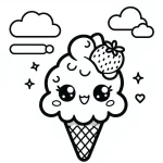 coloriage Glace Kawaii a colorier en ligne