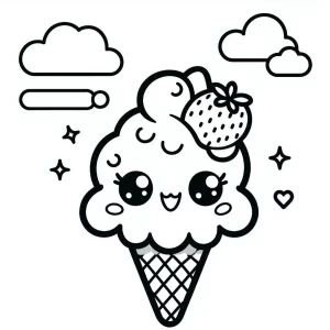 coloriage Glace Kawaii a colorier en ligne