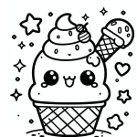 coloriage Glace Kawaii a colorier en ligne gratuitement