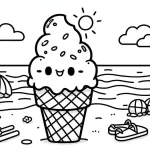 coloriage Glace Kawaii de pour enfants