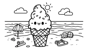coloriage Glace Kawaii de pour enfants