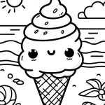 coloriage Glace Kawaii gratuit a imprimer