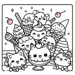 coloriage Glace Kawaii à imprimer pour enfant de 4 ans