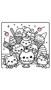 coloriage Glace Kawaii à imprimer pour enfant de 4 ans