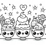 coloriage Glace Kawaii pour enfant de 10 ans