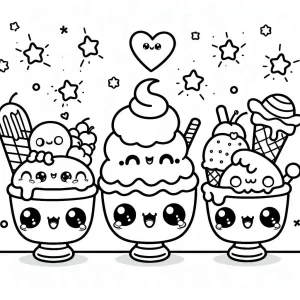 coloriage Glace Kawaii pour enfant de 10 ans