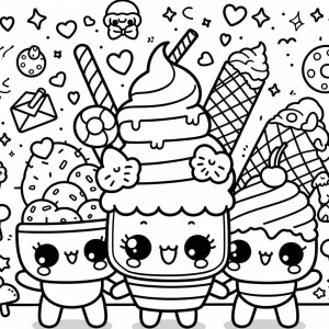 coloriage Glace Kawaii a colorier en ligne