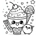 coloriage Glace Kawaii a imprimer gratuitement