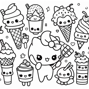 coloriage Glace Kawaii à imprimer pdf gratuit