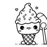 coloriage Glace Kawaii gratuit a imprimer
