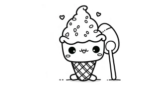 coloriage Glace Kawaii gratuit a imprimer