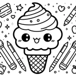 coloriage Glace Kawaii et decoupage a imprimer gratuit