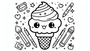 coloriage Glace Kawaii et decoupage a imprimer gratuit