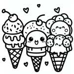 coloriage Glace Kawaii a imprimer gratuit