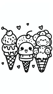 coloriage Glace Kawaii a imprimer gratuit