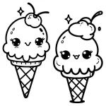 coloriage Glace Kawaii a telecharger
