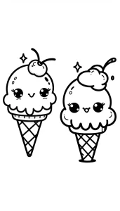 coloriage Glace Kawaii a telecharger