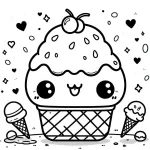 coloriage Glace Kawaii à imprimer gratuitement pdf