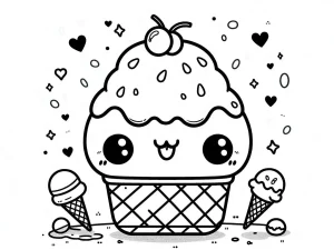 coloriage Glace Kawaii à imprimer gratuitement pdf