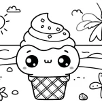 coloriage Glace Kawaii et découpage à imprimer